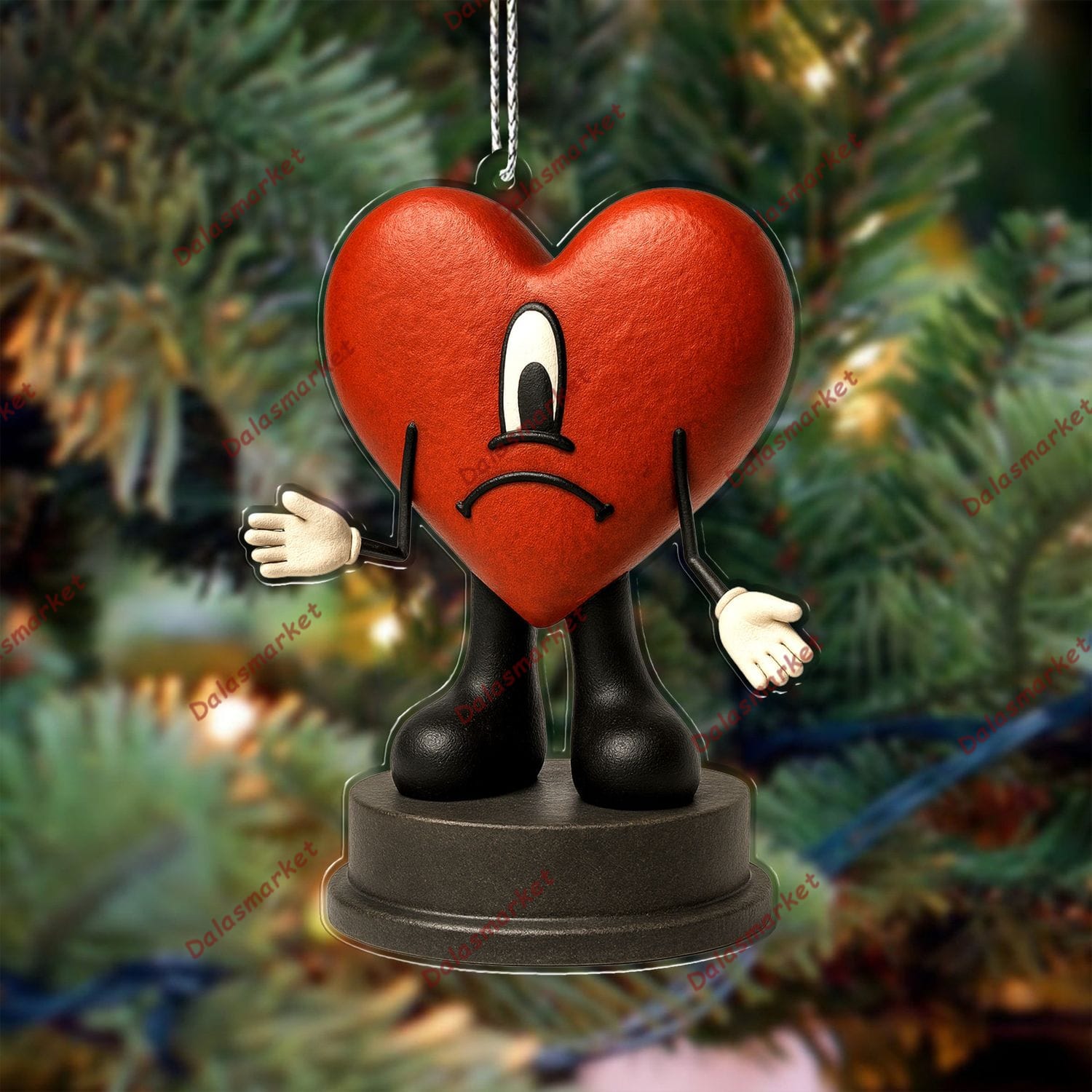 Bad Bunny Rainbow-Outline Bunny Logo Christmas Ornament 3