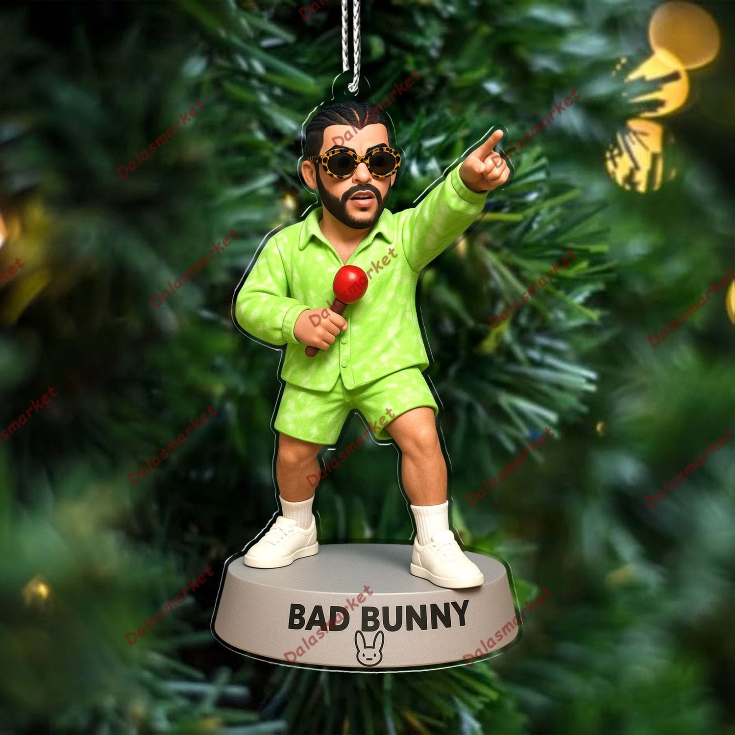 Bad Bunny Rainbow-Outline Bunny Logo Christmas Ornament 6