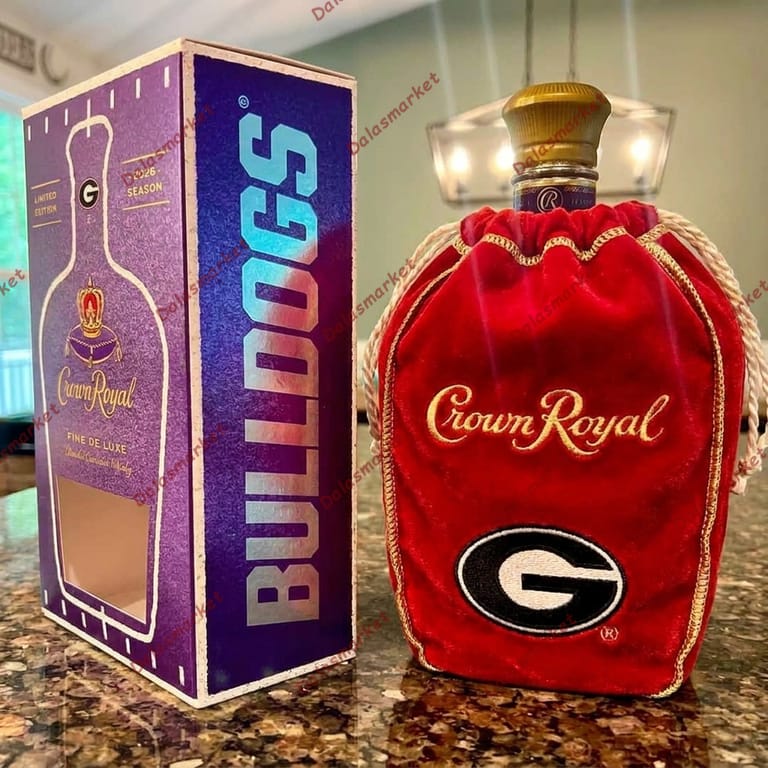Crown Royal Georgia Bulldogs Embroidered Velvet Whiskey Bottle Bag