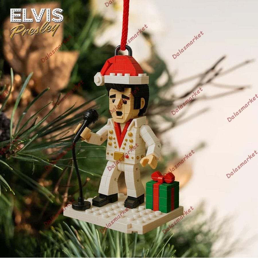 Elvis Presley Santa Jumpsuit Lego-Style Ornament Set 3
