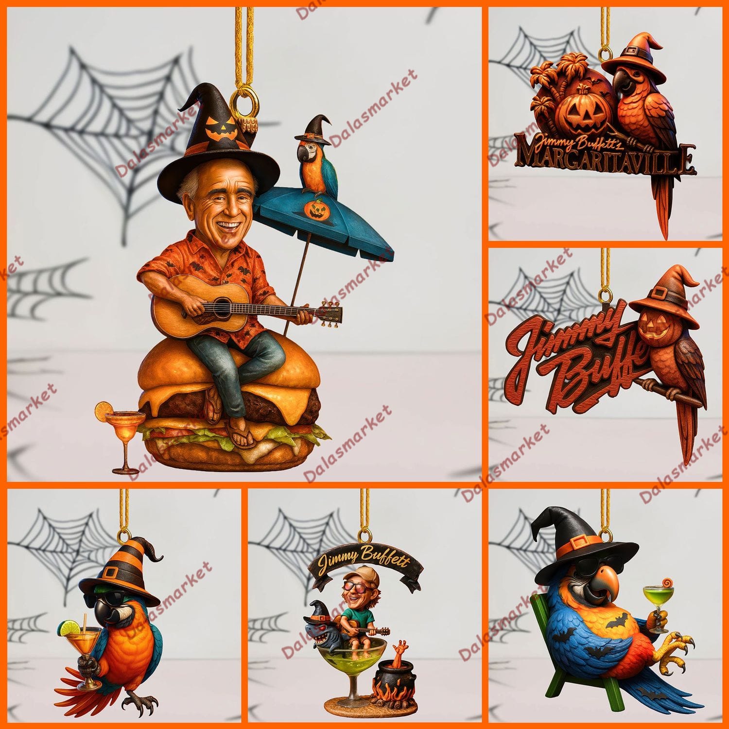 Jimmy Buffett Halloween Parrot Pumpkin Ornament