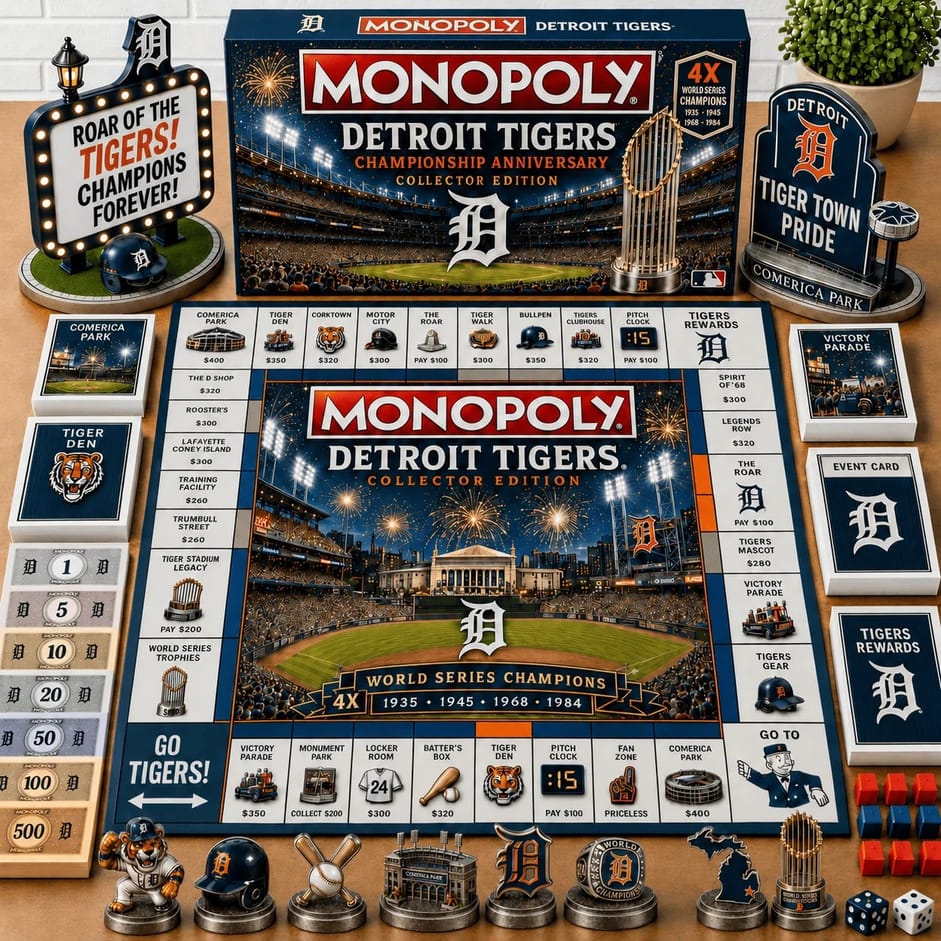 Monopoly Detroit Tigers Collector Edition Board Game 3