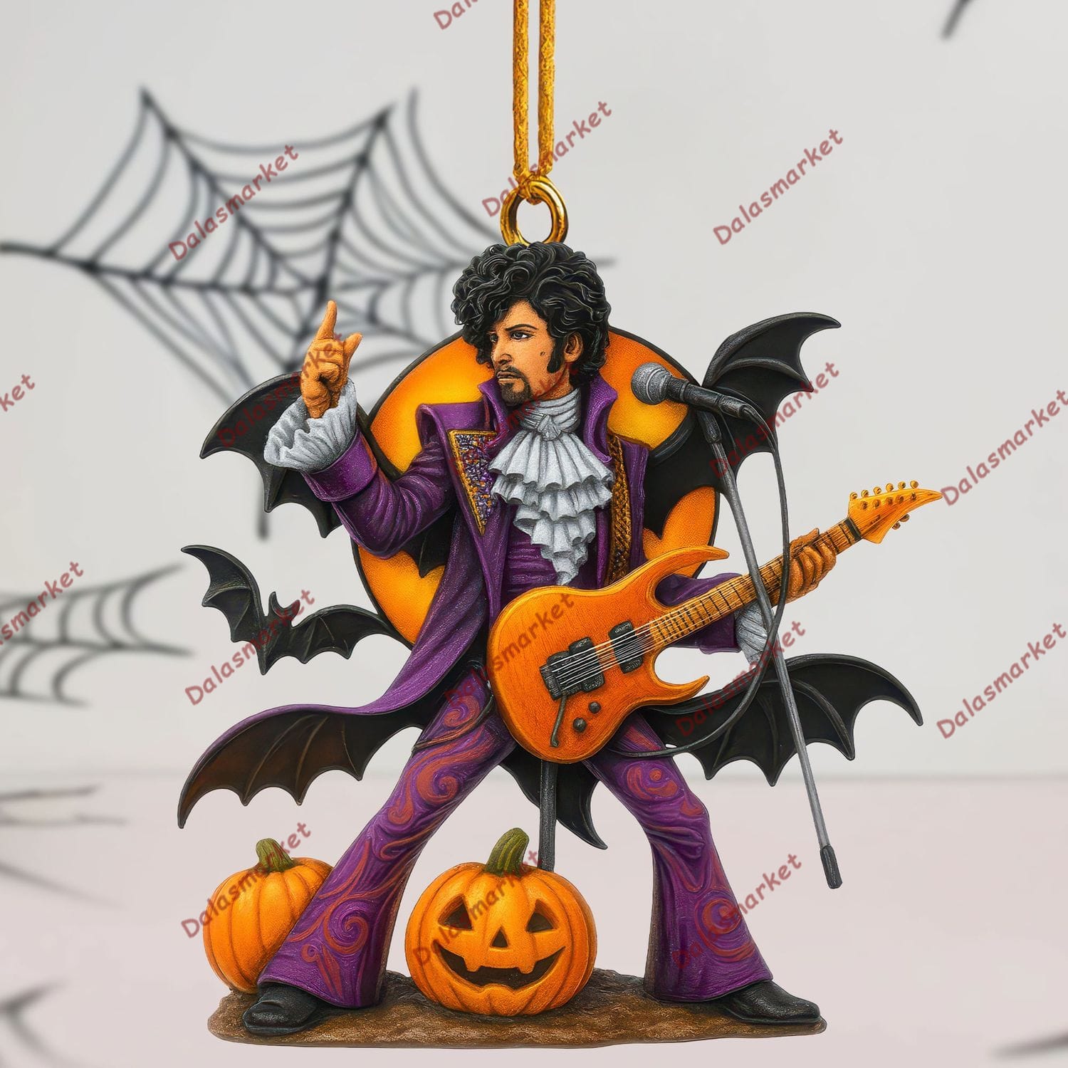 Prince Purple Costume Bat Wings Halloween Ornament Set 3