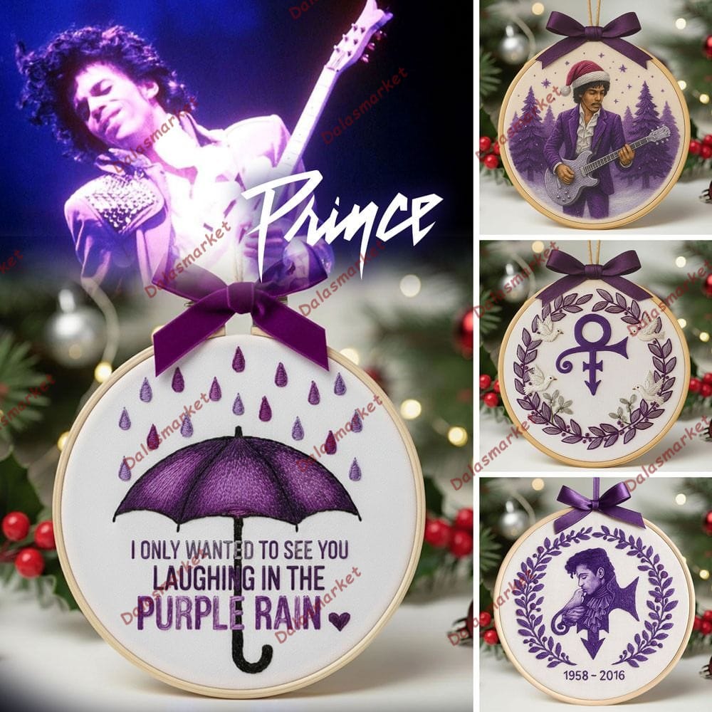 Prince Purple Rain Umbrella Motif Christmas Ornament