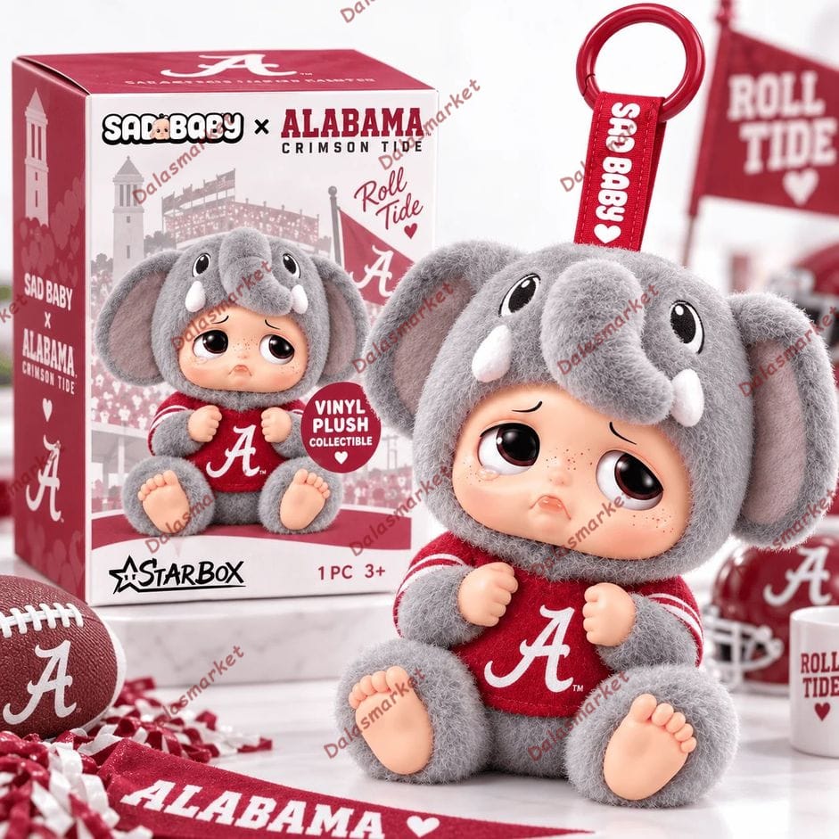 Alabama Crimson Tide x Sad Baby Plush Keychain