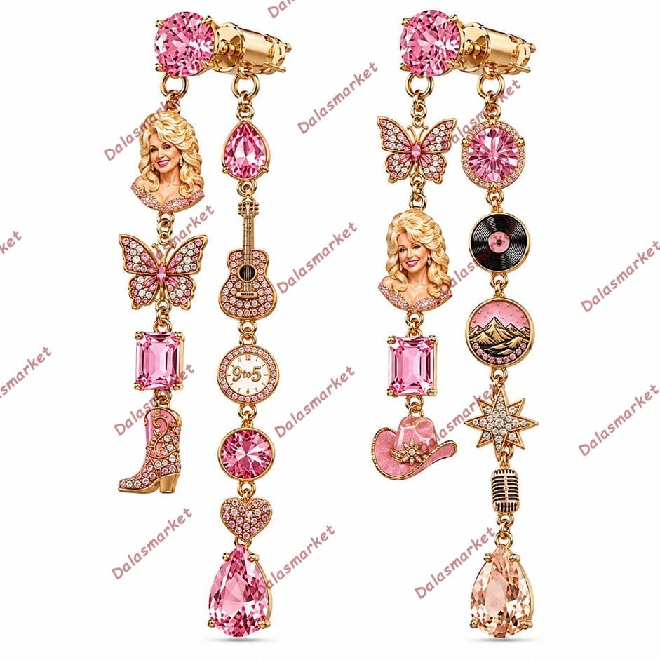 Dolly Parton Pink Country Music Dangle Earrings 2