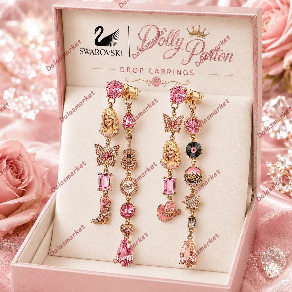 Dolly Parton Pink Country Music Dangle Earrings