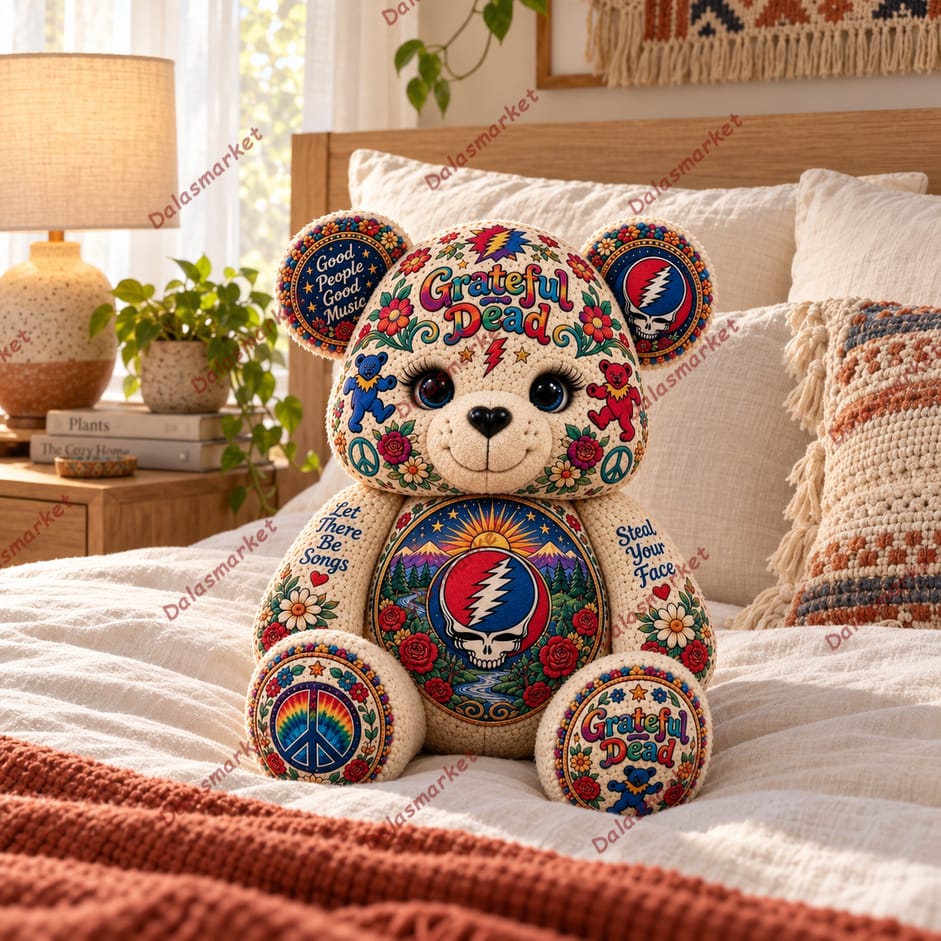 Grateful Dead Bear Custom Shaped Pillow