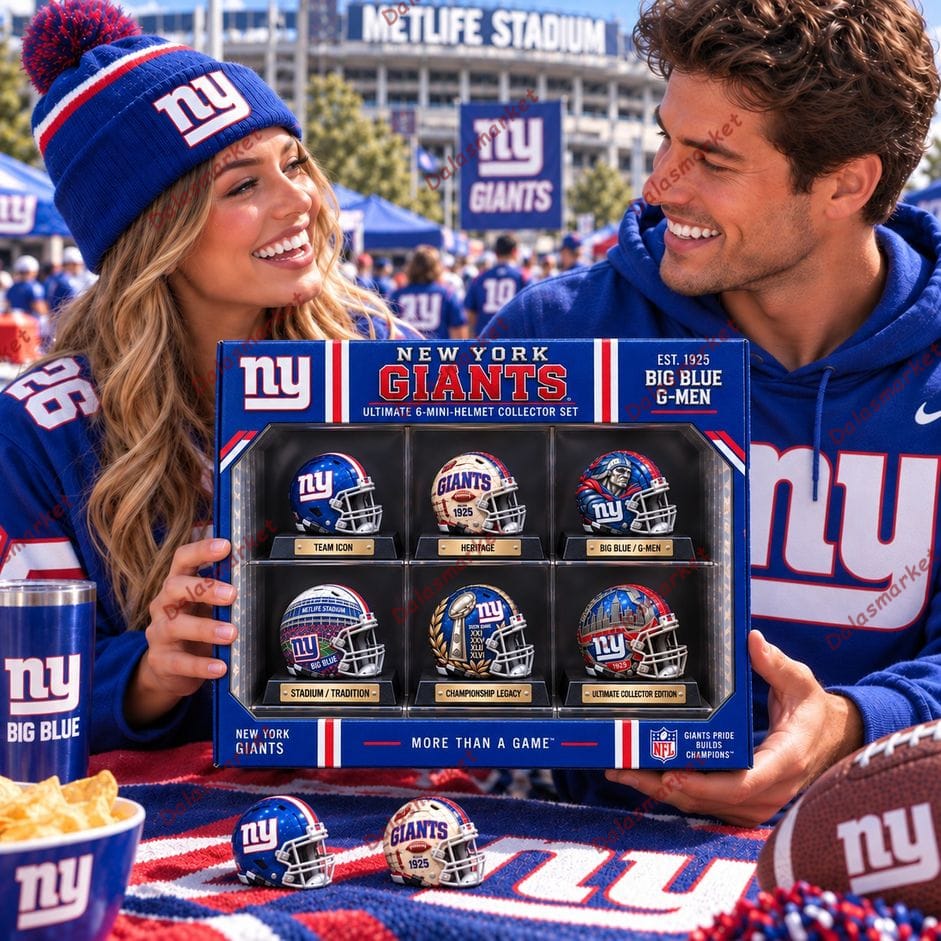 New York Giants Collectible Custom Mini Helmet Set 3