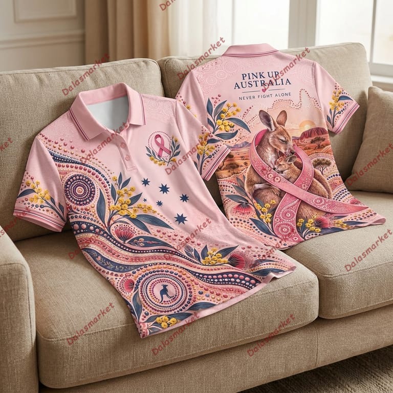 Pink Up Australia Never Fight Alone Polo Shirt 2