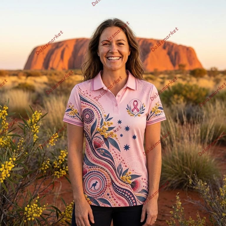 Pink Up Australia Never Fight Alone Polo Shirt